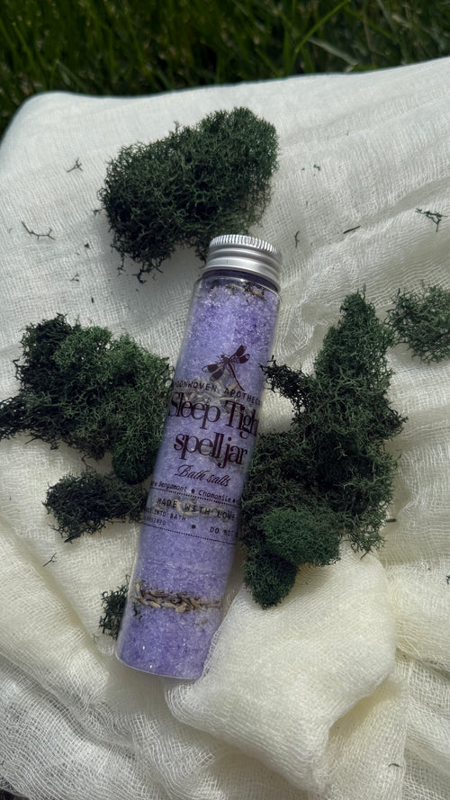 Sleep Tight Spell Jar Bath Salts | Lavender & Chamomile Essential Oil Soak | 115ml/ 3.9oz