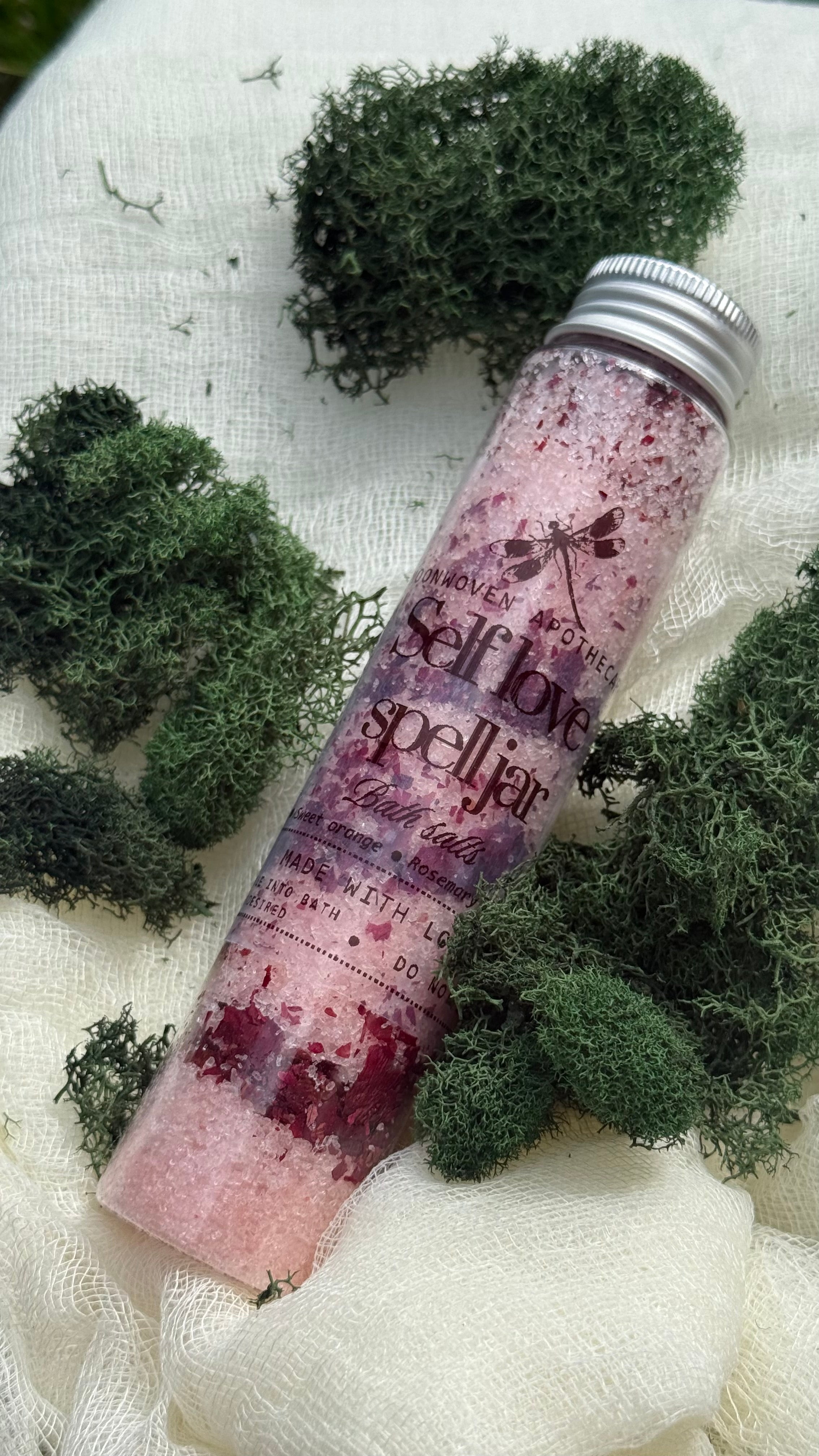 Self Love Spell Jar Bath Salts | Rose Petal & Essential Oil Soak | 115ml/3.9 oz